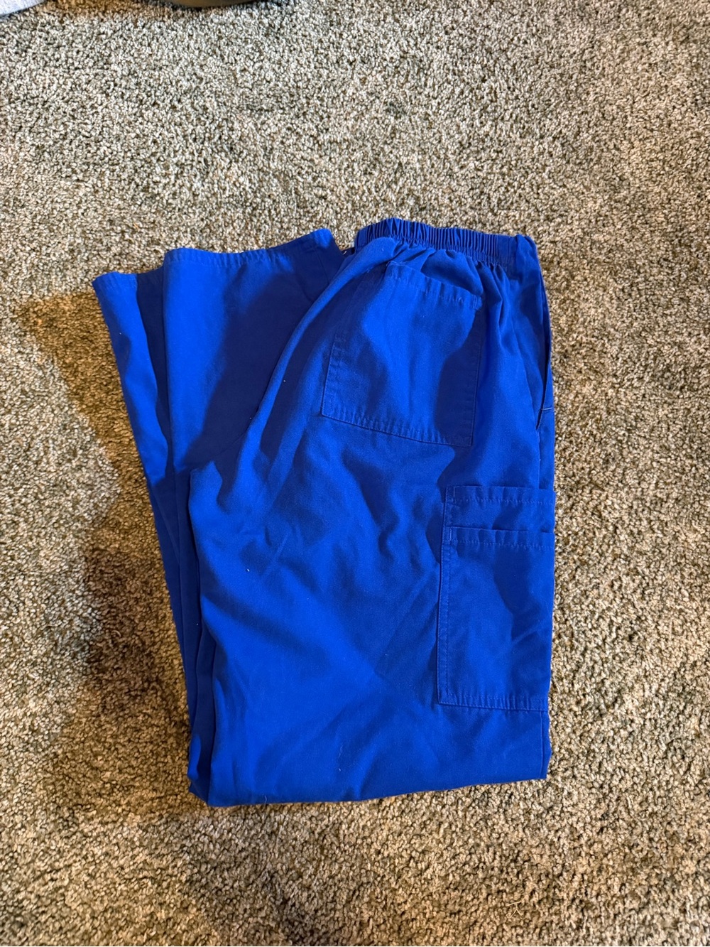Women's Elastic-Waist Cargo Scrub Pants - Royal Blue